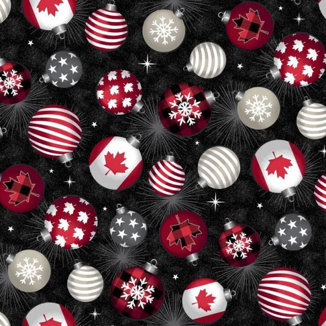 Canadian Christmas - 52236D-2 Black - Quilting Fabric
