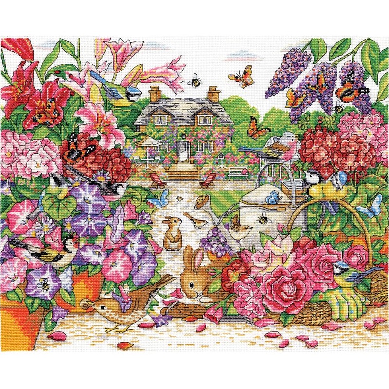 Full Bloom Garden (14 Count) - Counted Cross Stitch Kit 14"X18": Stitch