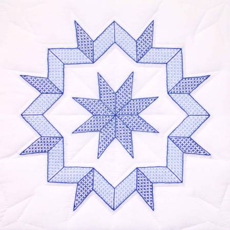 Kaleidoscope Star Stamped Cross Stitch White Quilt Blocks 18 X18 6 Pkg