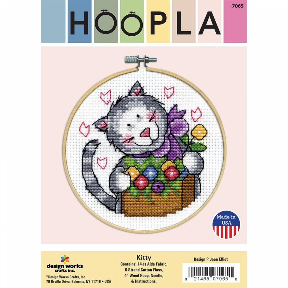 Kit De Broderie Point De Croix - Petite Fille Déguisée En Chat - Toile 14 Ct - Idée Créative Et Loisir