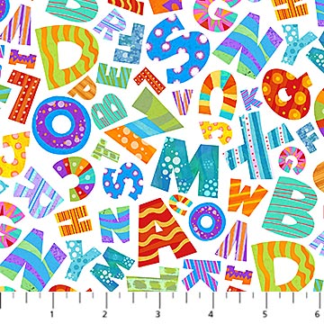 ABC 123 - Large Alphabet White Multi DP24949-10 - Quilting Fabric