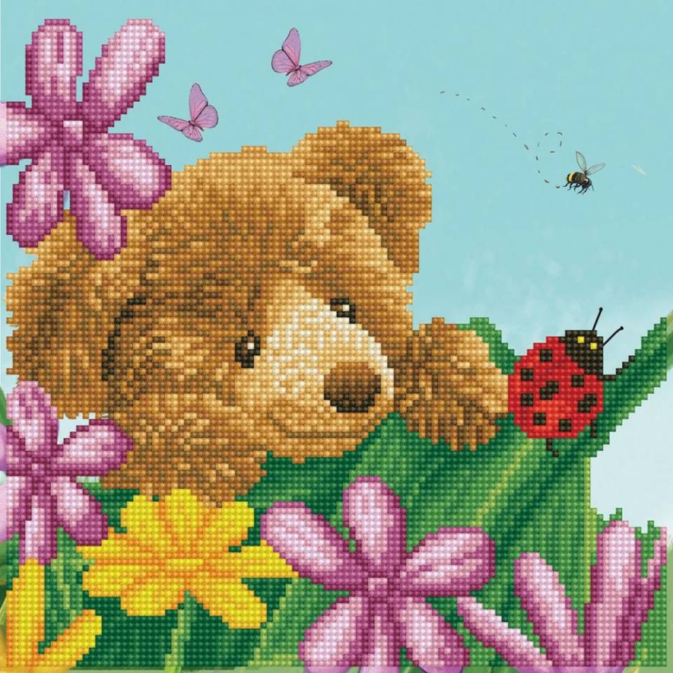 Honey Pot Bear Hide Seek Diamond Painting Kit Stitch It Central