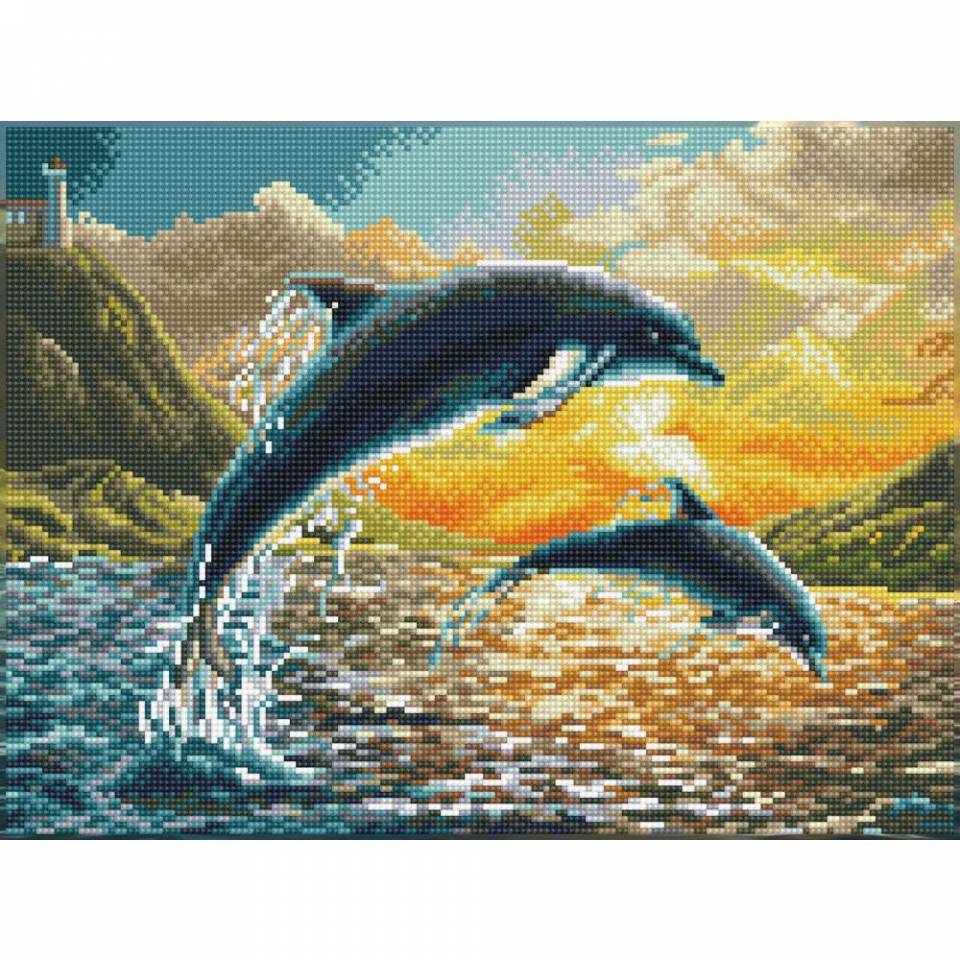 Dolphin Sunset - Diamond Painting Kit: Stitch-It Central