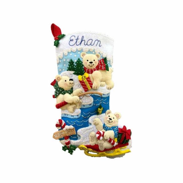 Polar Bear Buddies - Felt Applique Stocking Kit 18" Long
