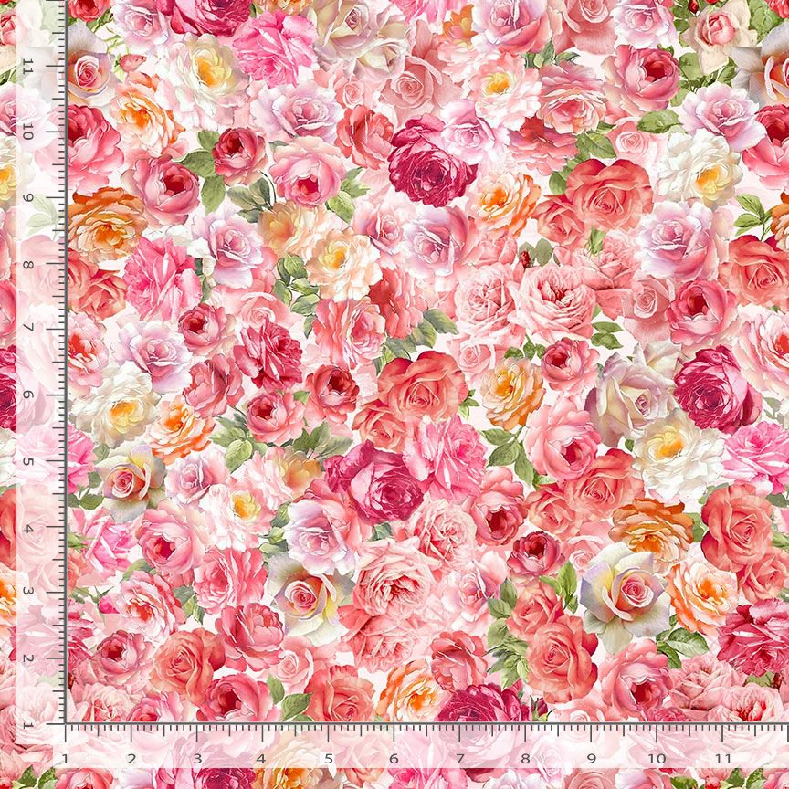 Pink Roses Fabic Romance - Pink Packed Roses # CD1721-PINK - Quilting Fabric: Stitch-It ...