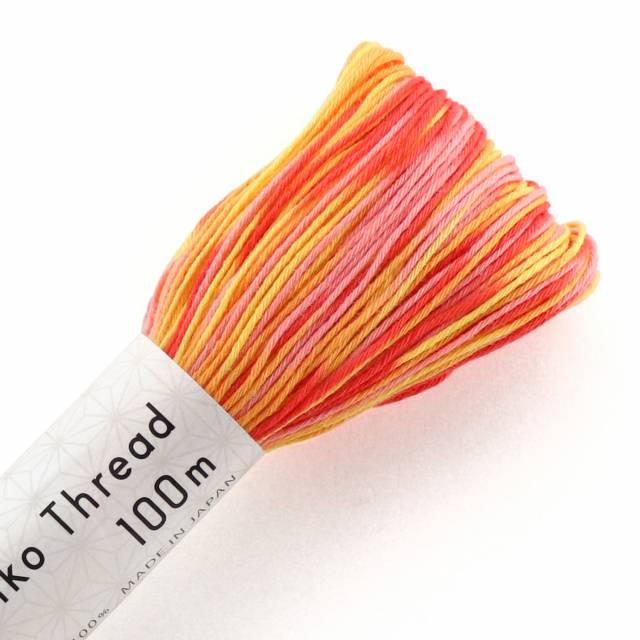 ST-100C-193 Short pitch Variegated Yellow and Red - Sashiko Thread Large Skein