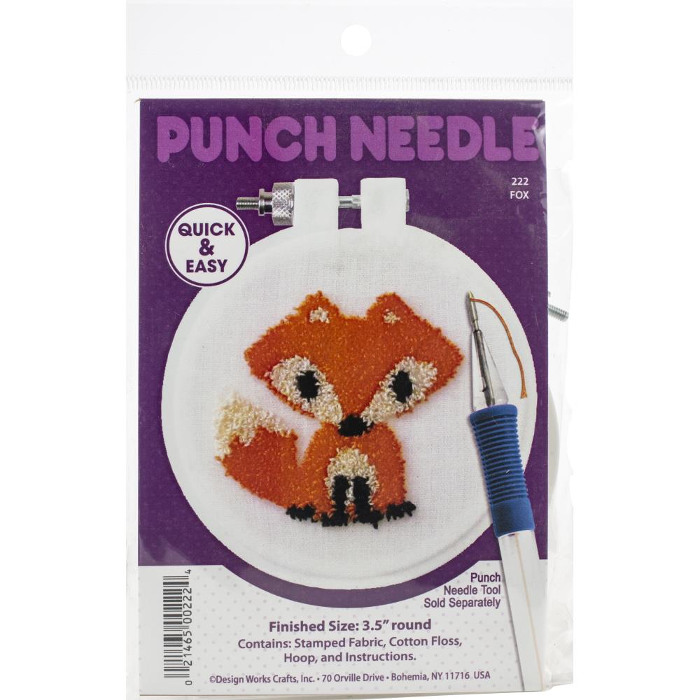 Design Works Fox - Punch Needle Kit 3.5" Round: Stitch-It Central