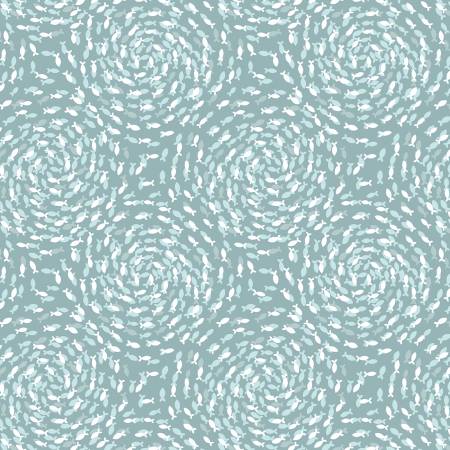 Ocean Pearls - Fish Swirls On Sea Froth # A827-1 - Quilting Fabric