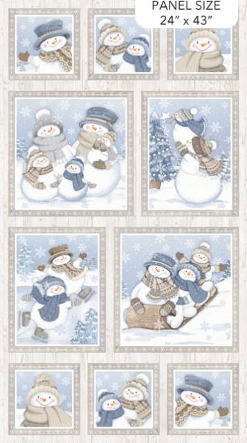 Snow Much Fun Flannel - 24" Snowmen Panel F26985-42 - Quilting Fabric